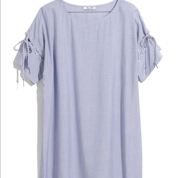 2xHP⚡️NWT⚡️ Madewell stripe lace up shirt dress - Picture 4 of 8